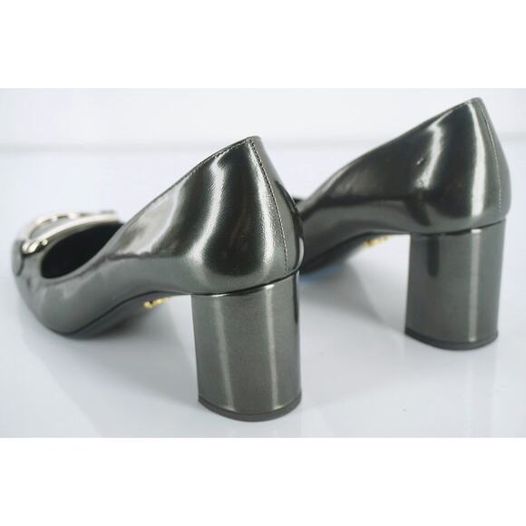 Prada Grey Patent D Ring Buckle High Heels Pumps - Picture 8 of 10